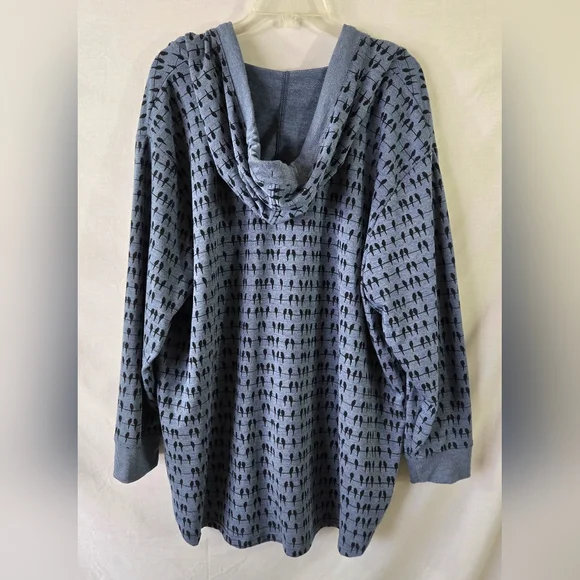 Jane And Delancey Blue Bird On A Wire Hooded Top Size 2X *FLAW* - Picture 4 of 6
